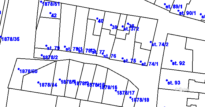 Parcela st. 76 v KÚ Želeč na Hané, Katastrální mapa
