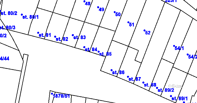 Parcela st. 85 v KÚ Želeč na Hané, Katastrální mapa