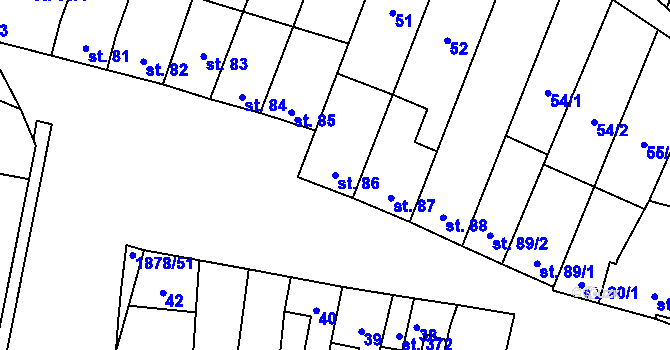 Parcela st. 86 v KÚ Želeč na Hané, Katastrální mapa