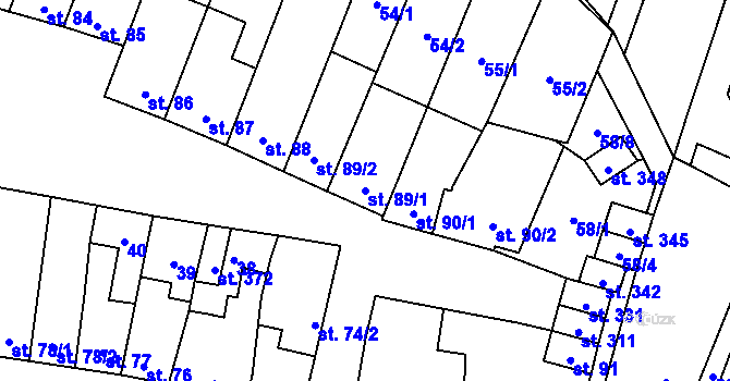Parcela st. 89/1 v KÚ Želeč na Hané, Katastrální mapa