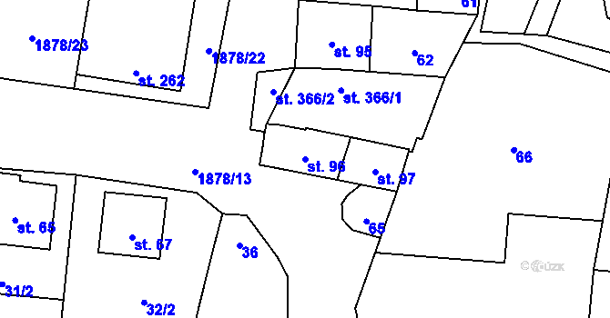 Parcela st. 96 v KÚ Želeč na Hané, Katastrální mapa