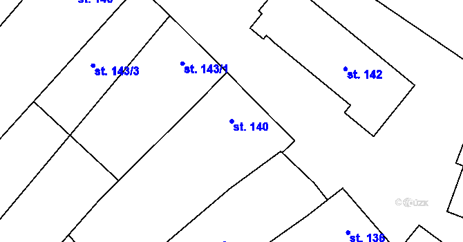 Parcela st. 140 v KÚ Želeč na Hané, Katastrální mapa
