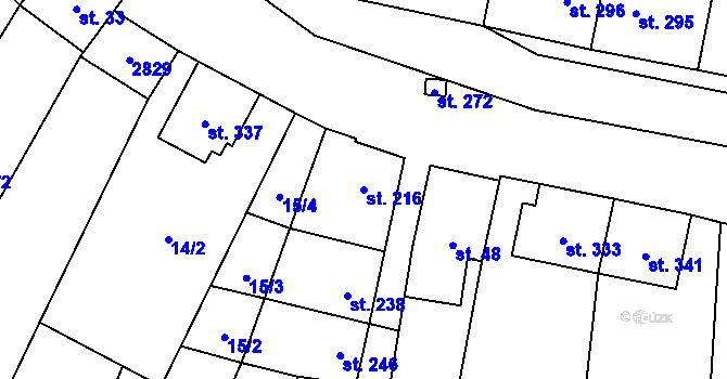 Parcela st. 216 v KÚ Želeč na Hané, Katastrální mapa
