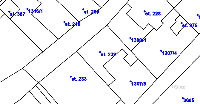Parcela st. 232 v KÚ Želeč na Hané, Katastrální mapa