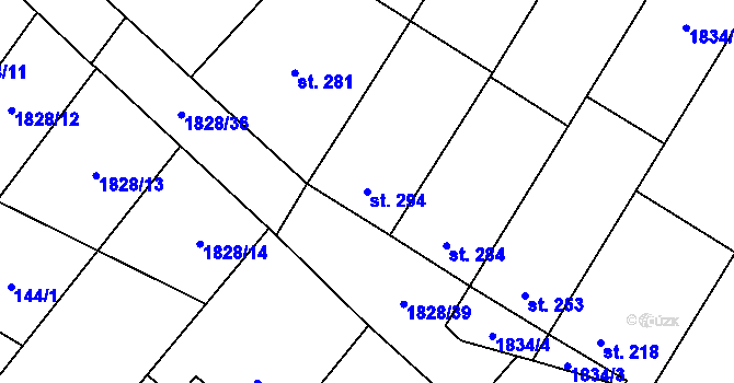 Parcela st. 294 v KÚ Želeč na Hané, Katastrální mapa