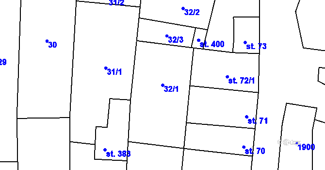 Parcela st. 32/1 v KÚ Želeč na Hané, Katastrální mapa