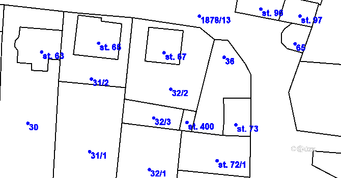 Parcela st. 32/2 v KÚ Želeč na Hané, Katastrální mapa