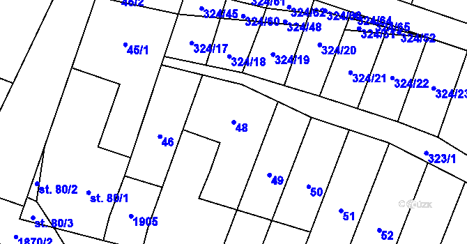 Parcela st. 48 v KÚ Želeč na Hané, Katastrální mapa