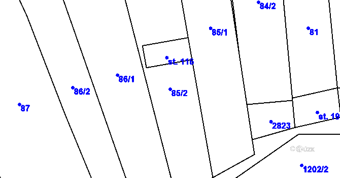 Parcela st. 85/2 v KÚ Želeč na Hané, Katastrální mapa