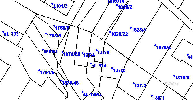 Parcela st. 137/1 v KÚ Želeč na Hané, Katastrální mapa