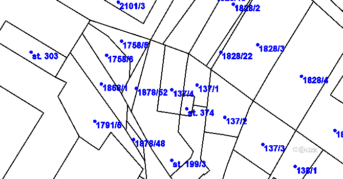 Parcela st. 137/4 v KÚ Želeč na Hané, Katastrální mapa