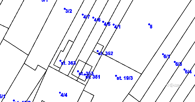 Parcela st. 352 v KÚ Želeč na Hané, Katastrální mapa