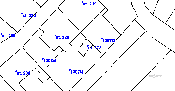 Parcela st. 375 v KÚ Želeč na Hané, Katastrální mapa