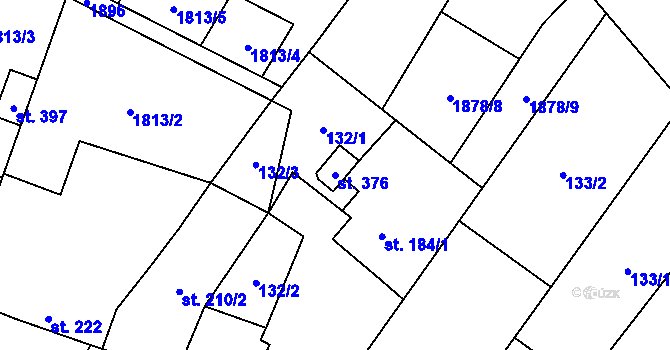 Parcela st. 376 v KÚ Želeč na Hané, Katastrální mapa