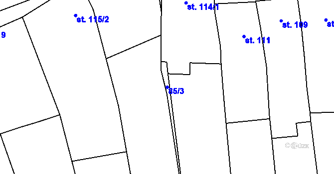 Parcela st. 85/3 v KÚ Želeč na Hané, Katastrální mapa