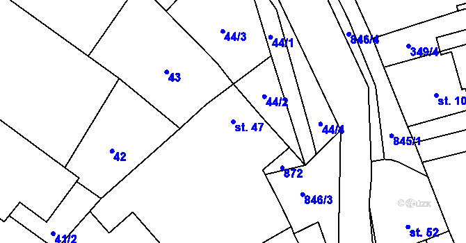 Parcela st. 47 v KÚ Želechovice u Uničova, Katastrální mapa