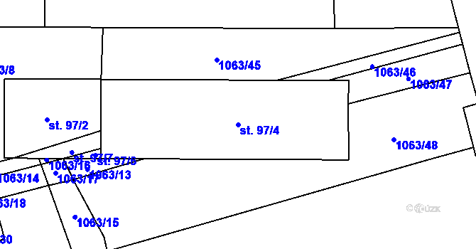 Parcela st. 97/4 v KÚ Želechovice u Uničova, Katastrální mapa