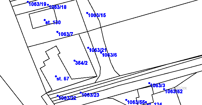 Parcela st. 1063/6 v KÚ Želechovice u Uničova, Katastrální mapa