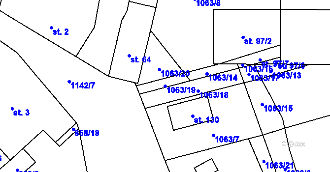 Parcela st. 1063/19 v KÚ Želechovice u Uničova, Katastrální mapa