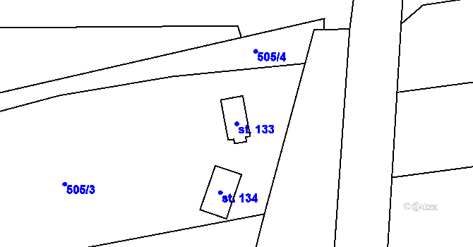Parcela st. 133 v KÚ Želechovice u Uničova, Katastrální mapa