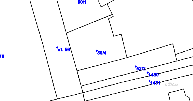 Parcela st. 50/4 v KÚ Želechovice u Uničova, Katastrální mapa
