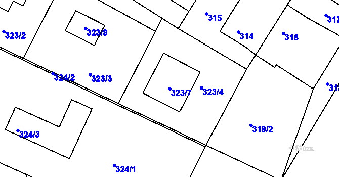 Parcela st. 323/7 v KÚ Lípa nad Dřevnicí, Katastrální mapa