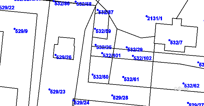 Parcela st. 532/101 v KÚ Lípa nad Dřevnicí, Katastrální mapa