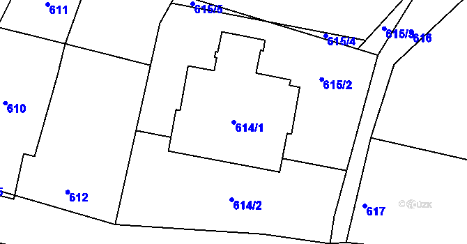 Parcela st. 614/1 v KÚ Lípa nad Dřevnicí, Katastrální mapa