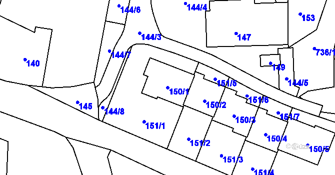 Parcela st. 150/1 v KÚ Lípa nad Dřevnicí, Katastrální mapa
