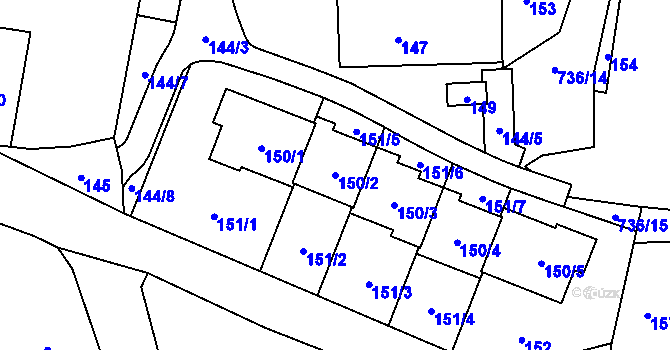 Parcela st. 150/2 v KÚ Lípa nad Dřevnicí, Katastrální mapa
