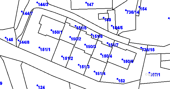 Parcela st. 150/3 v KÚ Lípa nad Dřevnicí, Katastrální mapa