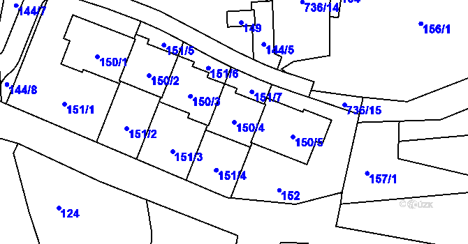 Parcela st. 150/4 v KÚ Lípa nad Dřevnicí, Katastrální mapa