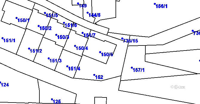 Parcela st. 150/5 v KÚ Lípa nad Dřevnicí, Katastrální mapa