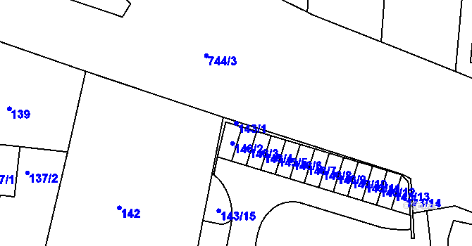 Parcela st. 143/1 v KÚ Lípa nad Dřevnicí, Katastrální mapa