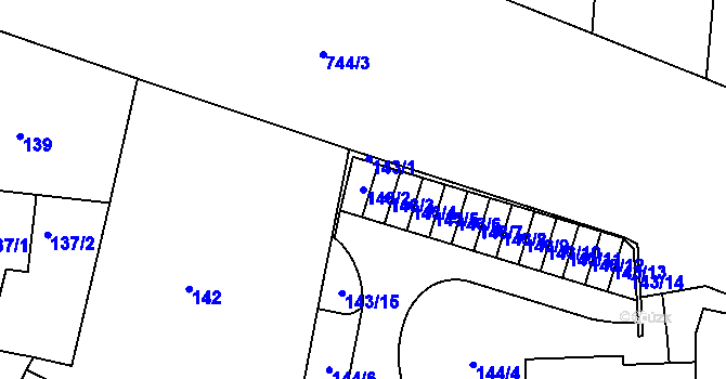 Parcela st. 143/2 v KÚ Lípa nad Dřevnicí, Katastrální mapa