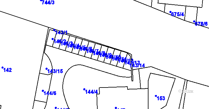 Parcela st. 143/10 v KÚ Lípa nad Dřevnicí, Katastrální mapa