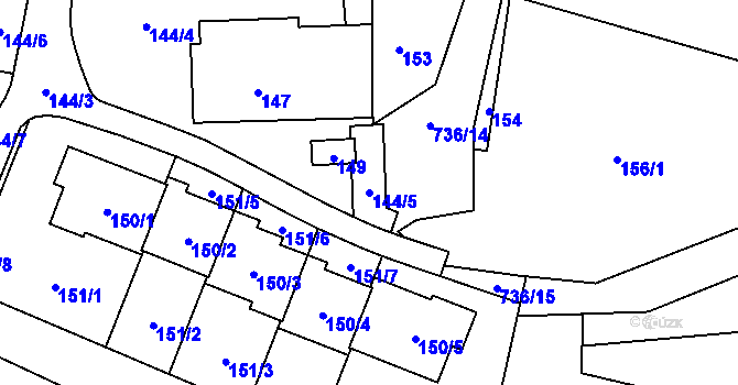 Parcela st. 144/5 v KÚ Lípa nad Dřevnicí, Katastrální mapa