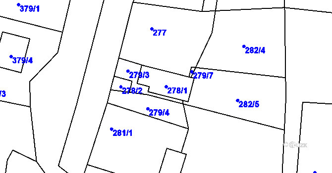 Parcela st. 278/1 v KÚ Lípa nad Dřevnicí, Katastrální mapa