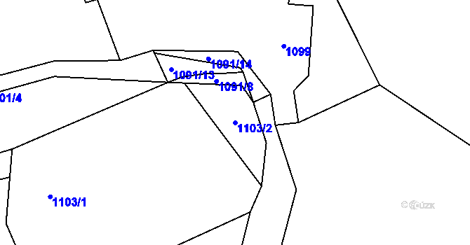 Parcela st. 1103/2 v KÚ Lípa nad Dřevnicí, Katastrální mapa
