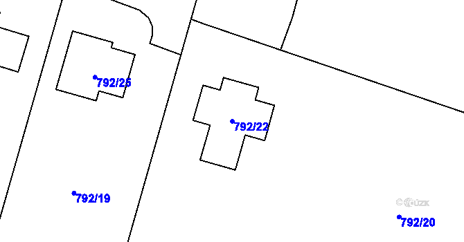 Parcela st. 792/22 v KÚ Lípa nad Dřevnicí, Katastrální mapa