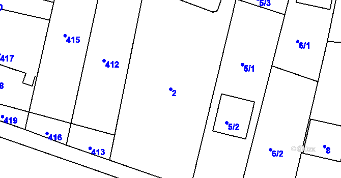 Parcela st. 2 v KÚ Lípa nad Dřevnicí, Katastrální mapa