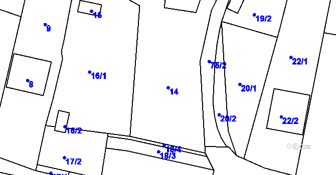 Parcela st. 14 v KÚ Lípa nad Dřevnicí, Katastrální mapa