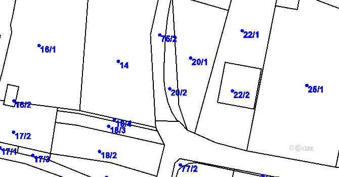 Parcela st. 20/2 v KÚ Lípa nad Dřevnicí, Katastrální mapa