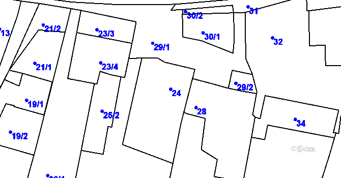 Parcela st. 24 v KÚ Lípa nad Dřevnicí, Katastrální mapa