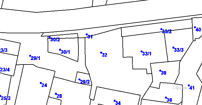 Parcela st. 32 v KÚ Lípa nad Dřevnicí, Katastrální mapa