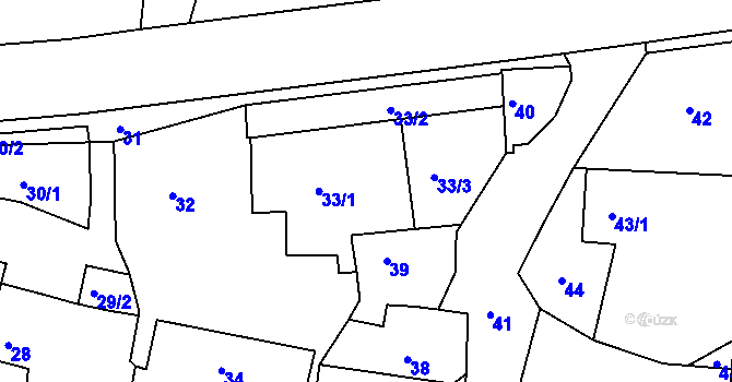 Parcela st. 33/1 v KÚ Lípa nad Dřevnicí, Katastrální mapa