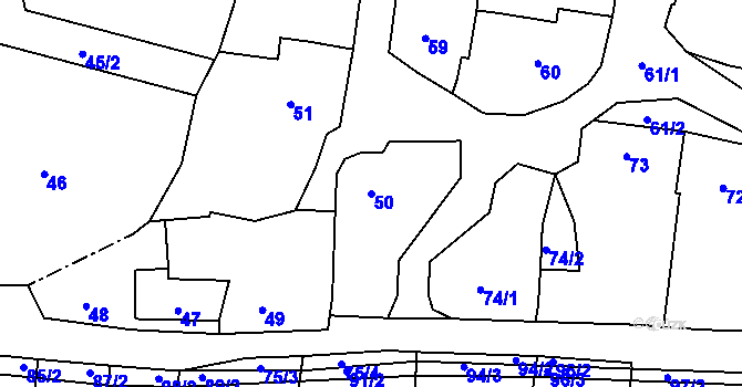 Parcela st. 50 v KÚ Lípa nad Dřevnicí, Katastrální mapa