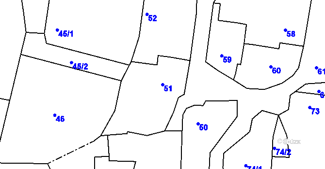 Parcela st. 51 v KÚ Lípa nad Dřevnicí, Katastrální mapa