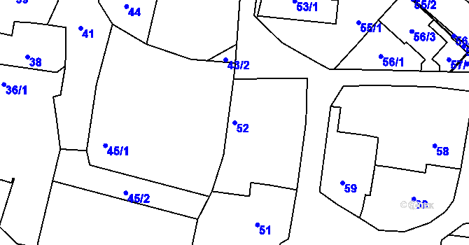 Parcela st. 52 v KÚ Lípa nad Dřevnicí, Katastrální mapa