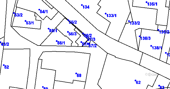 Parcela st. 57 v KÚ Lípa nad Dřevnicí, Katastrální mapa